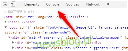 Tab bảng điều khiển trong Chrome DevTools