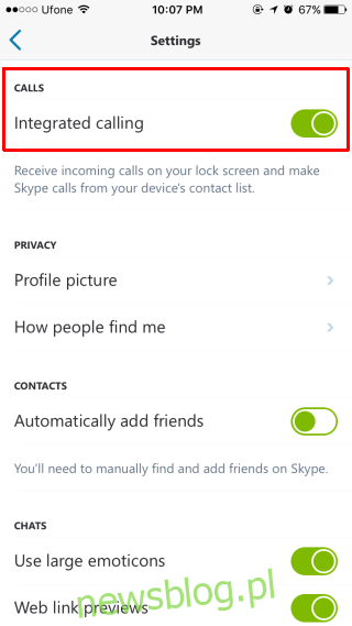 kết nối tích hợp Skype