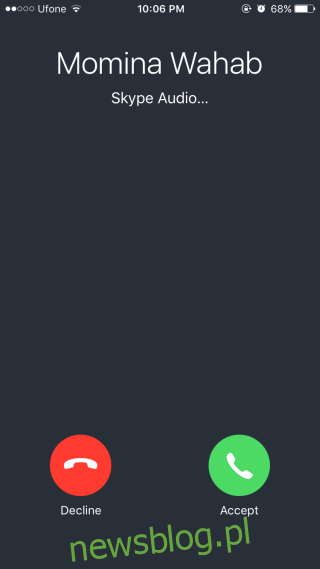 màn hình cuộc gọi tích hợp với skype