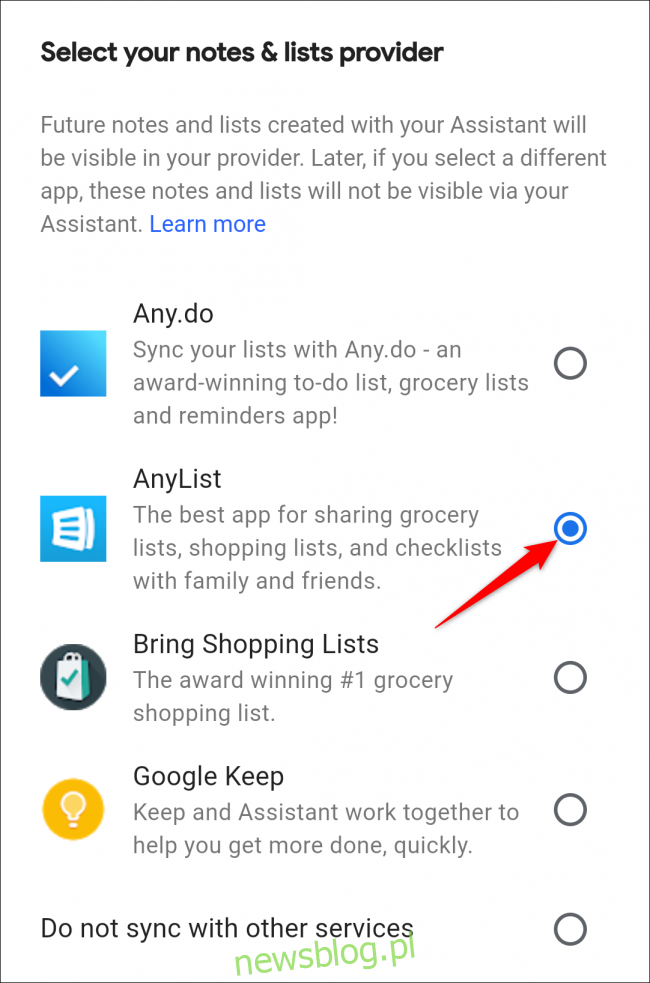 Trợ lý Google chọn danh sách mua sắm của bất kỳ danh sách nào