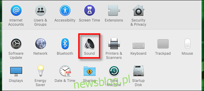 Bấm vào biểu tượng Âm thanh trong Tùy chọn hệ thống trên máy Mac của bạn