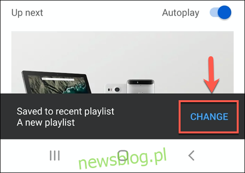 Nhấn thay đổi để thay đổi vị trí đặt video đã lưu YouTube