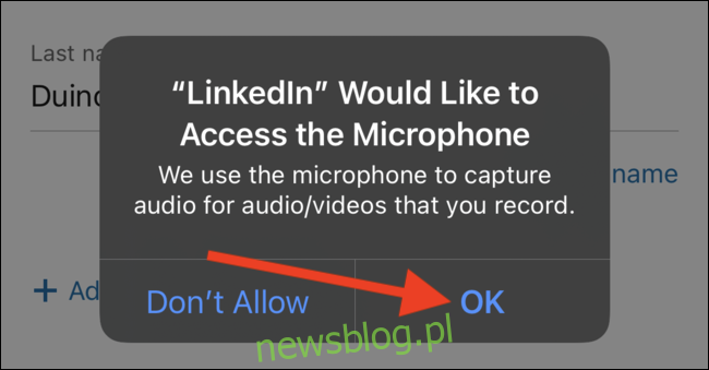Cấp quyền cho ứng dụng LinkedIn để truy cập micrô trên điện thoại của bạn