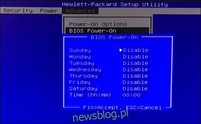 Các tùy chọn hỗ trợ BIOS máy tính HP.
