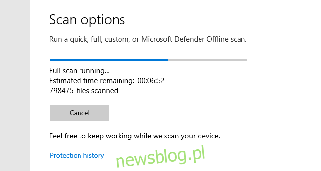 Bộ bảo vệ Microsoft đang quét toàn bộ hệ thống của bạn Windows 10