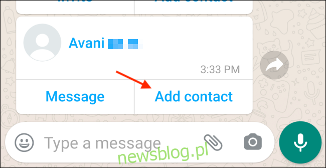 Nhấn vào Thêm liên hệ trong Android WhatsApp