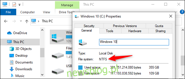 Kiểm tra hệ thống tập tin đĩa trên hệ thống Windows 10.