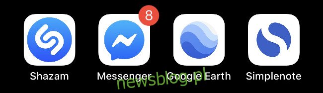 Bốn biểu tượng ứng dụng iOS màu xanh.