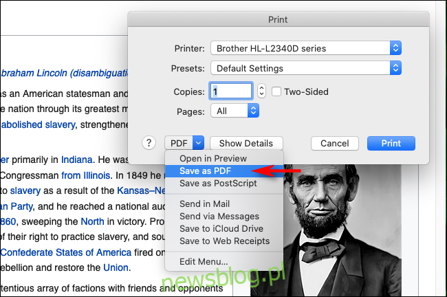 Chọn Lưu dưới dạng PDF trong Firefox trên máy Mac