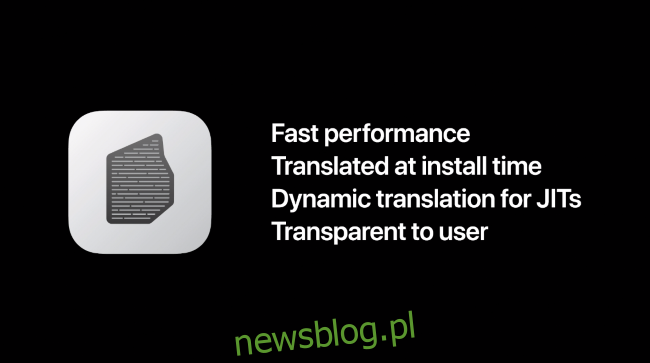 trượt Apple hiển thị các tính năng khác nhau của Rosetta 2.
