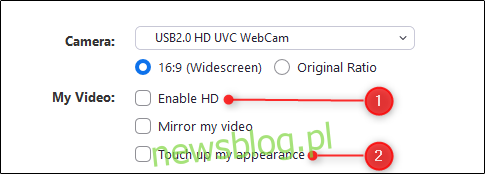 Bật HD và điều chỉnh các tùy chọn giao diện của tôi trong Thu phóng