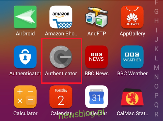 Biểu tượng ứng dụng Google Authenticator trên điện thoại di động Android.