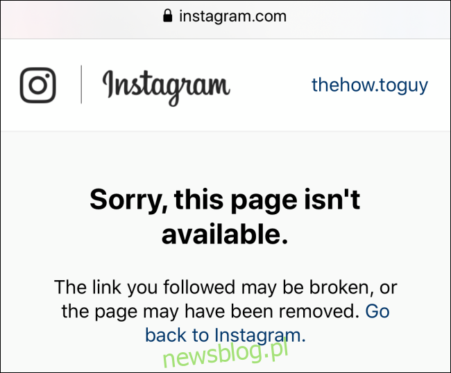 URL hồ sơ cho hồ sơ Instagram đã chặn bạn không thể mở được