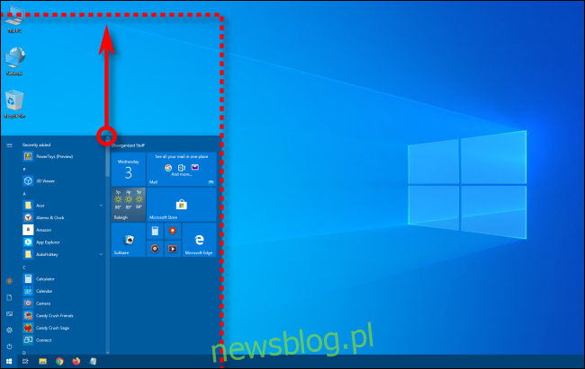 Thay đổi kích thước menu Bắt đầu của hệ thống Windows 10 theo chiều dọc