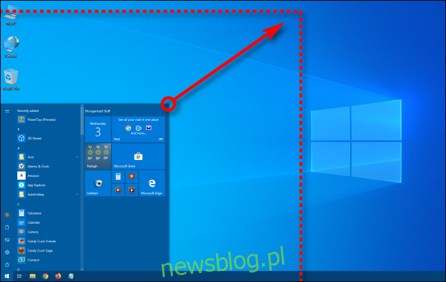 Thay đổi kích thước menu Bắt đầu của hệ thống Windows 10 theo đường chéo