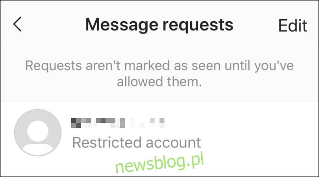 Tin nhắn từ tài khoản bị hạn chế xuất hiện trong yêu cầu tin nhắn
