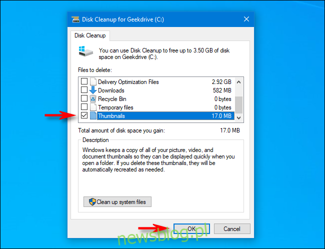 Xóa hình thu nhỏ khỏi hệ thống Windows 10 bằng tiện ích Disk Cleanup