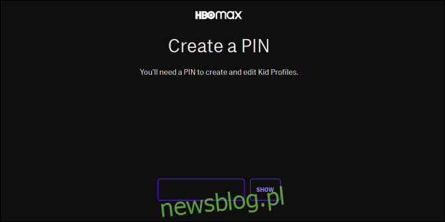 HBO Max Tạo mã PIN hồ sơ trẻ em