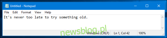 Ví dụ về Notepad trong hệ thống Windows 10