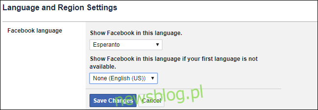 Facebook  thay đổi ngôn ngữ
