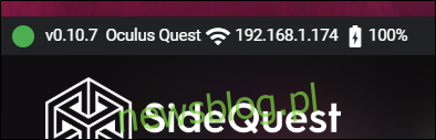SideQuest kết nối với tai nghe Oculus Quest.