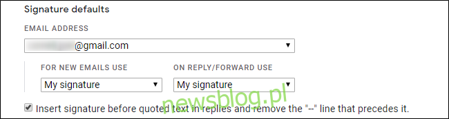 Mặc định chữ ký Gmail