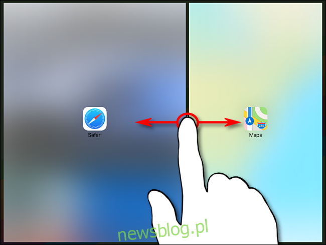 Kiểm soát theo tỷ lệ hai ứng dụng trong Split View trên iPad bằng cách sử dụng phân vùng màu đen