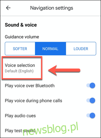 Nhấn vào Bộ chọn giọng nói để truy cập Bộ chọn giọng nói của Google Maps