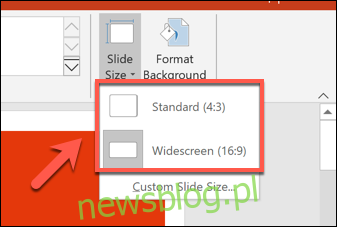 Chọn kích thước slide trong PowerPoint