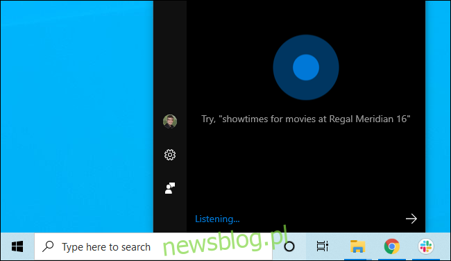 Cortana trong thanh tác vụ hệ thống Windows 10.