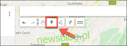 Nhấn vào Thêm điểm đánh dấu để thêm điểm đánh dấu tùy chỉnh trong trình chỉnh sửa bản đồ Google Maps