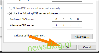 Nhập địa chỉ máy chủ DNS, sau đó nhấp vào 