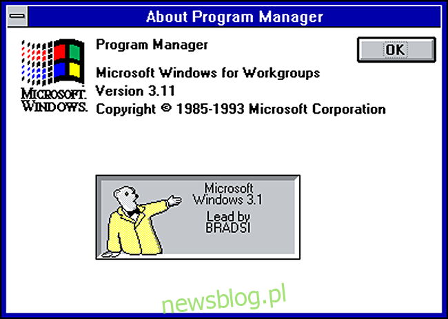 Microsoft Bear Easter Egg trên hệ thống Windows 3.1.