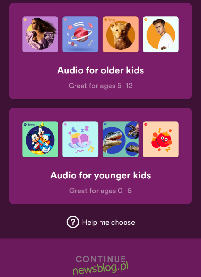 Spotify Kids chọn độ tuổi