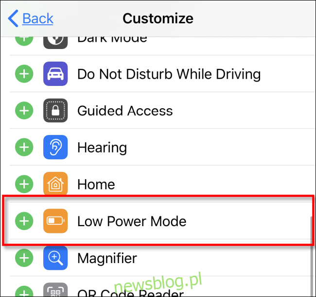 Thêm Chế độ năng lượng thấp vào Trung tâm điều khiển trong iOS iPadOS