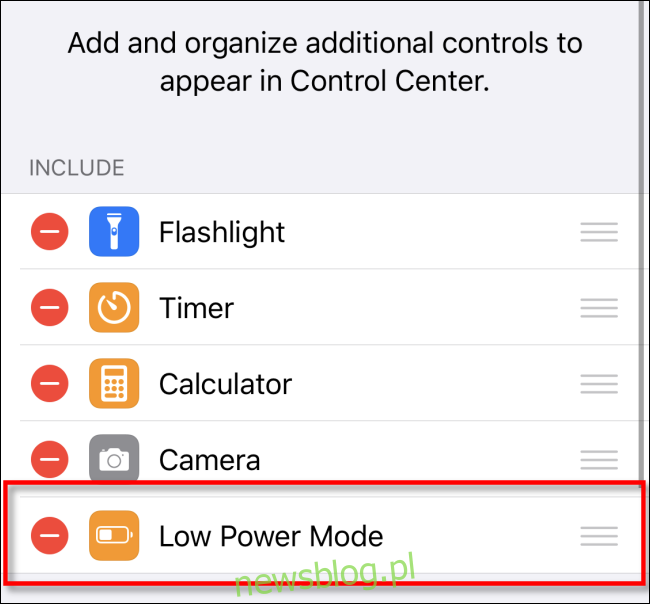 Xóa Chế độ năng lượng thấp khỏi Trung tâm điều khiển iOS