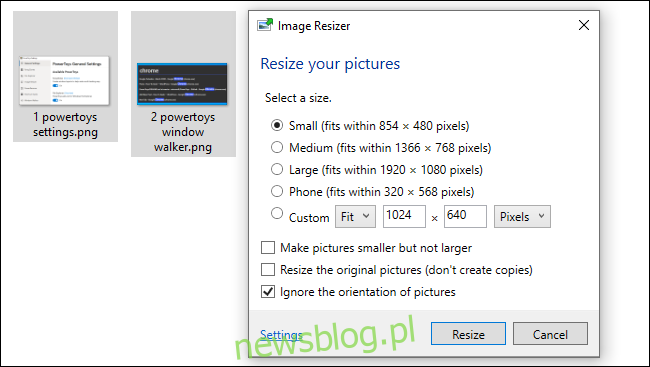 Sử dụng hệ thống Image Resizer PowerToy Windows 10
