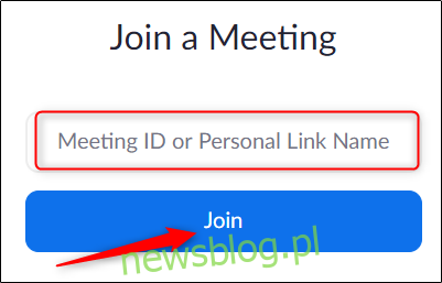 nhập ID cuộc họp trong trình duyệt web của bạn
