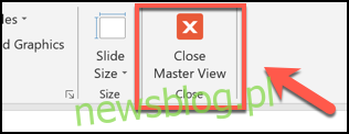 Nhấn nút Close Master View để đóng chế độ xem slide master trong PowerPoint
