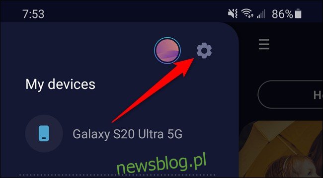 SAMSUNG Galaxy S20 Chọn biểu tượng bánh răng Cài đặt