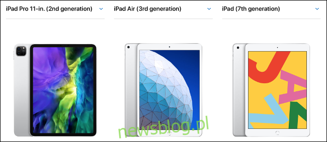 iPad, iPad Air và iPad Pro 11 inch, so sánh song song.