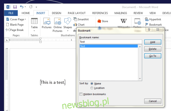 Cách đổi tên bookmark trong MS Word 2013