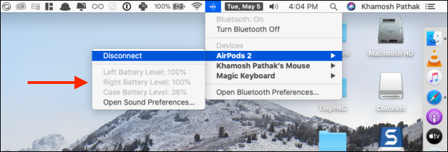 Kiểm tra thời lượng pin của AirPods trên máy Mac của bạn