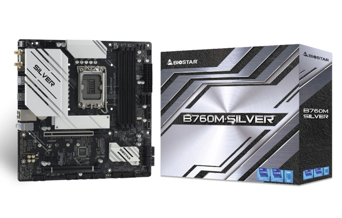 Bo mạch chủ ổ cắm Intel LGA1700 Biostar B760M-Silver
