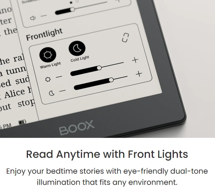 Ánh sáng màn hình máy đọc sách Boox Poke5