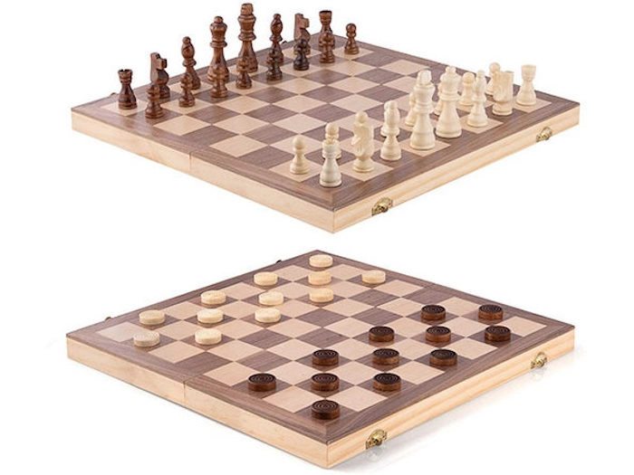 Bộ cờ vua và cờ đam bằng gỗ